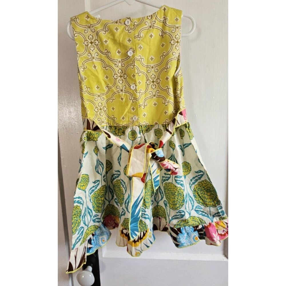 NWT Ann Loren girl floral print swirly‎ dress 7/8 ruffle hem - Picture 2 of 8